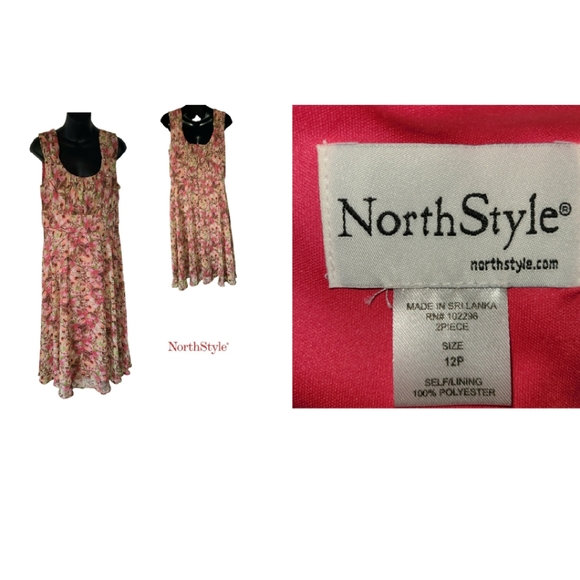 NORTHSTYLE RUCHED TOP SMOCK WAIST DESIGNER DRESS - Picture 3 of 3